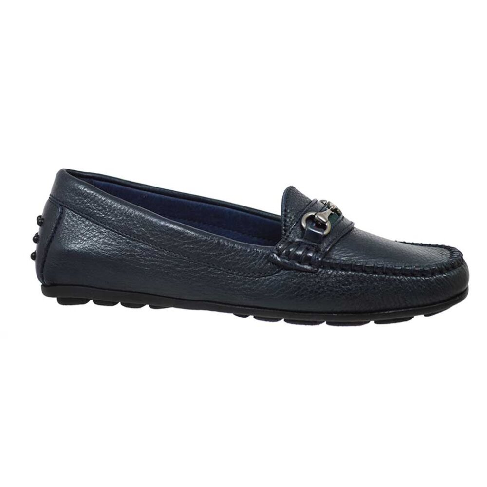 Calzoleria Toscana 8199 Ladies Deer Skin Loafer Navy